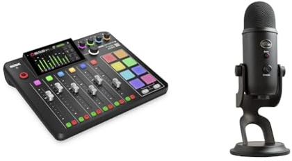 RØDE RØDECaster Pro II All-in-One Production Solution for Podcasting, Streaming, Music Production & Logitech Blue Yeti USB Microphone for PC, Mac, Gaming, Recording, Streaming, Podcasting, Studio