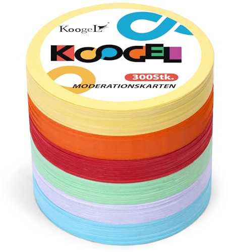 KoogeL karteikarten 300 Stück Moderationskarten, Metaplankarten Rund 9,5cm für Präsentation Vortrag 6 Farben