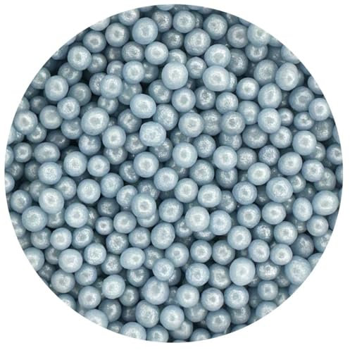 decorate! - Pearls - Shimmer Pastel Blue Cake Topper Sprinkles - 500g Edible 4mm Ball Cupcake/Cake Decorations - For Weddings, Christenings & Mermaid, Bluey and Stitch Themed Parties