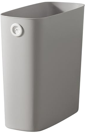 Cestino da bagno rettangolare in plastica ultrasottile da 10 litri con coperchio ribaltabile 28x27x12 cm per spazi ristretti in ufficio, camera da letto, cucina (grigio)