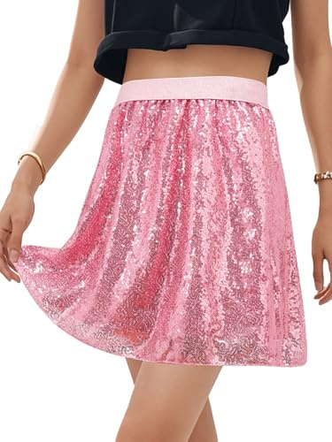 BALAYSIER Glitter damer kjol paljetter kjol, ROSA, S