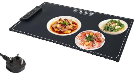 Food Warming Mat,Portable Food Warming Tray,Foldable Warming Plate,Silicone Heating Mat,with 3 Adjustable Control & Timer,Roll Up Electric Food Warmer,for Buffet,Party,Thawing