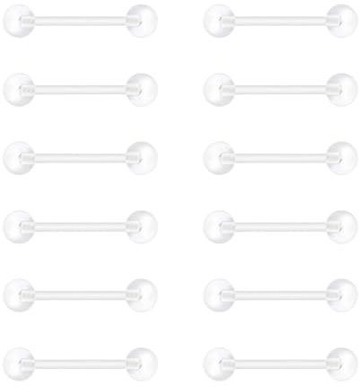 Besyvvin Piercing Langue Plastique Mamelon Plastique Flexible 10mm Acrylique Piercing Langue Tétons Reteneurs