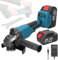 Smerigliatrice angolare 125mm, 21V M14, Flex Smerigliatrice Angolare Motore brushless con 2 batterie da 1300mAh per tagliare e lucidare piastrelle di ceramica, legno, pietra e acciaio