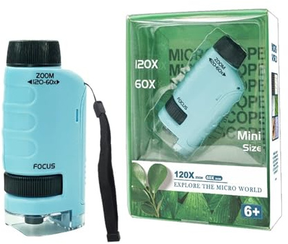 Enfant Portable, Microscope Miniature 60x-120x avec Éclairage LED pour Exploration Scientifique