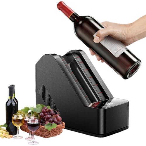 Enfriador vino eléctrico para una sola botella:para botellas 750ml (máximo 96mm),control táctil y pantalla LED,diseño sin hielo para tinto,blanco y champán,enfriador cubos vino para el hogar