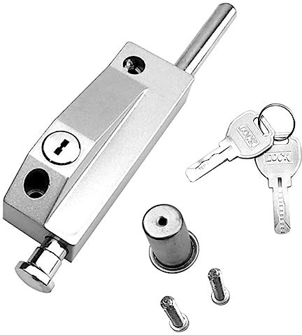 Fuhjythy Sliding Door Lock for Window Glass Patio Doors Silver Auxiliary Security Lock Glass Door Lock Mortise Lock
