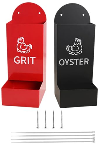 Chicken Oyster Shell Feeder - 2piece Chicken Grit Holder - Semi-Closed Heavy-Duty Container Dispenser Bowl Spill-Proof Waterer Feeding Accessories for Rabbit Duck Hens