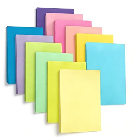 AiTodos® Notas Adhesivas, 76 x 50 mm, 12 Libros (100 Hojas por Libro) - 1200 Hojas Total, 12 Colores Vibrantes, Repegables, para Marcar, Escuela y Oficina