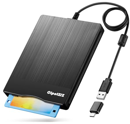 Floppy Disk Reader 3.5 inch External USB A&C Floppy Disc Drive 3 1/2 Floppy Disk Drive/Converter/Player/Reader/Transfer for Laptop Desktop PC Compatible with Windows 11/10 (Brushed Texture)