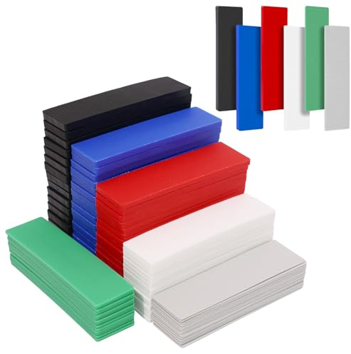 102 PCS Packers, 28mm x 100mm Flat Plastic Glazing Packers (1-6mm), Window Packers, Spacers, Plastic Packers, Shims for DIY, Home Improvement, Window, and Door Frame Installations (Mixed Pack of 102)