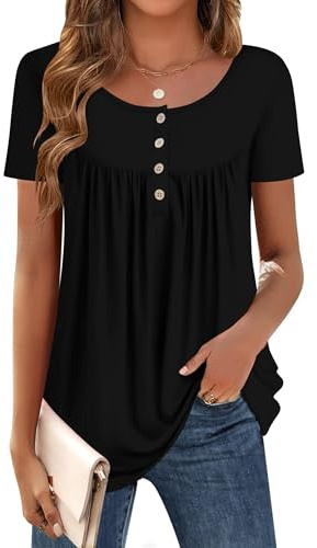 Zeagoo Women's Short Sleeve T Shirts Summer Casual Crew Neck Shirts Black