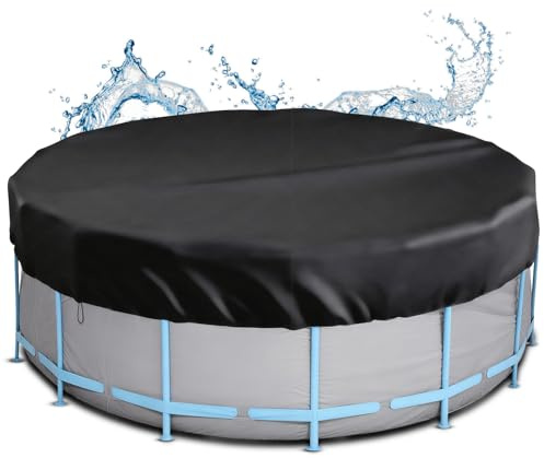AOOWU Round Pool Cover, 12 Ft Swimming Pool Cover for Round Pools, Round Hot Tub Cover, Solar Covers for Above Ground Pools, Pool Cover Protector with Drawstring Design, Waterproof, Dustproof