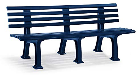 Parkbank aus Kunststoff - mit 9 Leisten - Breite 2000 mm, stahlblau - Gartenbank Ruhebank Bank für Außenbereich UV- und witterungsbeständig PVC Bank