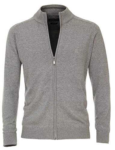 CASAMODA Herren Strickjacke unifarben 004450 Aufgesticktes Logo, Grau - Uni (713), L
