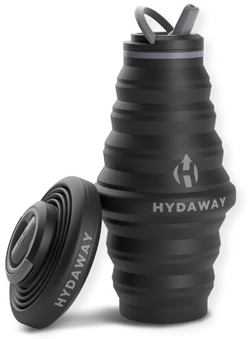 HYDAWAY Collapsible Water Bottle - 25oz I Reusable Water Bottle with Flip Top Lid for Travel, Hiking, Backpacking I Portable & Leakproof, Food-Grade Silicone, BPA Free, Collapses to 1.5”