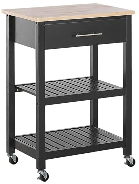 Beliani Carrello cucina nero legno di pino e mdf