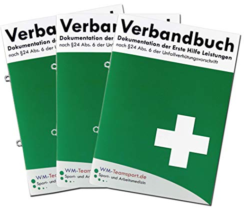 3er Pack Verbandbuch Erste Hilfe - Heraustrennbare Seiten nach DSGVO Verbandsbuch DIN A 5 nach § 24 Abs. 6 der Unfallverhütungsvorschrift
