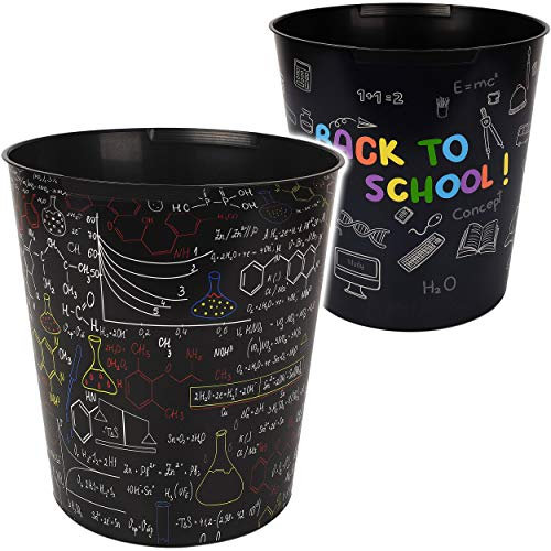 alles-meine.de GmbH 2 Stück Papierkörbe/Behälter - Schule & Universität - Formeln - Mathe & Deutsch - 10 Liter - wasserdicht - aus Kunststoff - Ø 28 cm - großer Mülleimer/E..