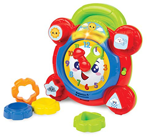 winfun Time for Fun Learning Clock | A Fun Interactive Way to Learn to Read The Time | Movable Hands and Sound Effects | Suitable for Boys and Girls Aged 3 Months and Up, Multicolor, 000675