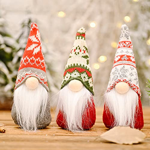 SUOXU 3 piezas de decoraciones de Navidad, gnomos de felpa, Santa, duendes, elfos, figuras de juguete para interiores y exteriores, ventana, mesa, adornos navideños, decoración para fiestas