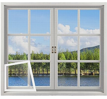 Timizi Door Fly Screen Curtain 110x150cm, with Self-adhesive Tape Insect Mesh Door Screen Reusable And Collapsible Woven Wire Mesh, for Door Window. - Grey