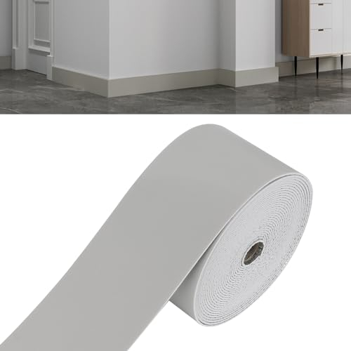 IGTOPS 10cmx5m Rodapié Flexible Autoadhesivo, Blando Rodapie PVC Impermeable Brillante Zócalo Suave Borde de Papel Pintado Decoración (Gris)