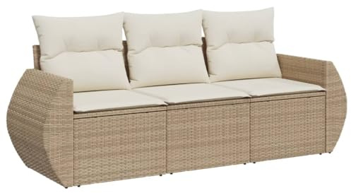 vidaXL Ensemble de Meubles de Jardin avec Coussins - Beige - Polyrotin