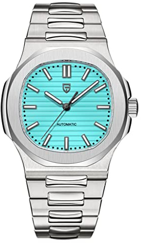 Pagani Design 1728 Luxus Herren Automatik Mechanische Uhr Synthetischer Saphir Voller Edelstahl Wasserdicht Leuchtend Casual Sport Armbanduhr, blau