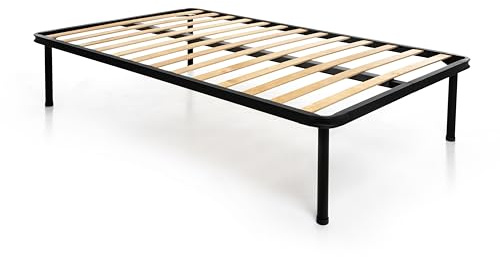 DOLCI SOGNI Rete Una Piazza e Mezza, Rete 120x190 per Letto una Piazza e Mezza, Rete Ortopedica a Doghe in Legno con Struttura Letto 120x190 in Ferro 4 Piedi Smontabili, 100% Made in Italy