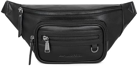 Marc Peter® Varadero Bauchtasche Herren Leder Schwarz Nappa | Gürteltasche Bauchtasche mit Wechselgurt für Damen und Herren | Crossbody Leder Hüfttasche | Hip Bag Leather Gürteltasche | Crossbag