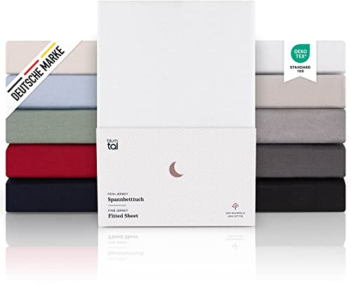 Blumtal® Premium Spannbettlaken 270x200 cm Boxspringbett Jersey - Oeko-TEX zertifiziertes Bettlaken 200x270 Baumwolle - Spannbettlaken 270x200 Familienbett - Weiß