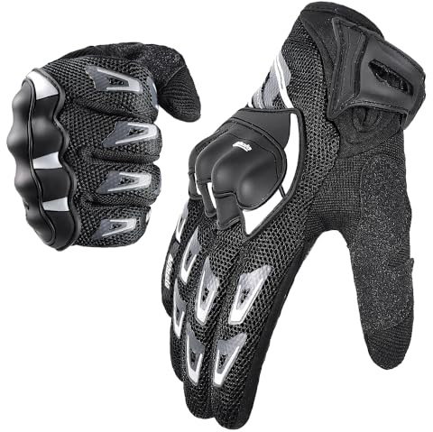 mjmoto Guanti da moto estivi da uomo, con schermo tattile, rete traspirante, protezione per le dita, design antiscivolo (grigio, XX-Large)