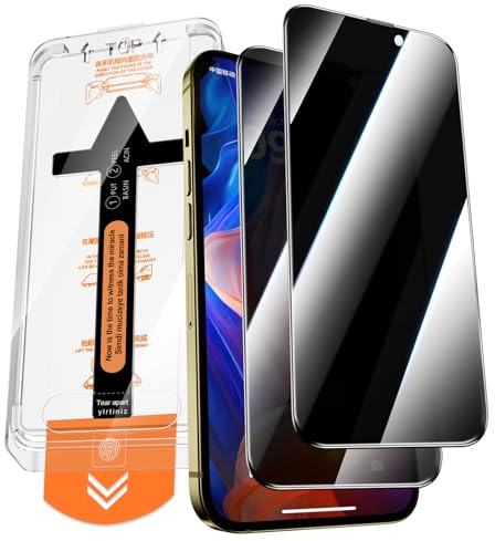 QUESPLE 2 Pezzi Privacy Pellicola Protettiva per iPhone 14 Pro Max 6,7 Pollici, [Installazione Automatica dell'Allineamento] Anti Spia Privacy Vetro Temperato Copertura Totale, Durezza 9H