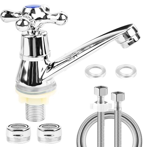 Byffoer Grifo de agua fría, grifo de agua fría individual, grifo moderno para lavabo, grifo de agua fría con filtro para lavabo baño