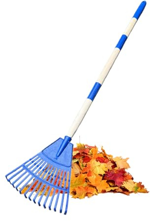 Rastrillo de hojas: rastrillo de hojas en forma de abanico de 14 tinig | Escoba de jardín de jardinería | Herramienta de limpieza duradera de neumáticos | Escoba desmontable para césped al aire libre