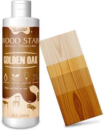 Wood Stain, 8.5oz/250ml Water Based Wood Stain for Indoor and Outdoor Furniture, Cabinet, Door, Trim and More - Fast Drying, Low Odor＆Non-Toxic, Easy to Apply, Multiple Finishes (Golden Oak)