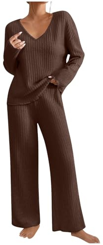 Pigiama Donna Invernale Pile Set Caldo Pigiami Felpato Due Pezzi Abbigliamento da Casa Morbido Manica Lunga Pantalone Lungo Indumenti da Notte Lounge Sleepwear