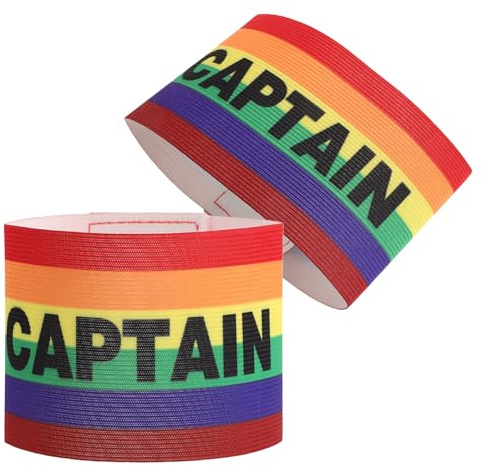 iplusmile 2 Pièces Brassard de Capitaine Football Réglable Élastique Large Bandeau de Leadership pour Adultes et Jeunes Compétitions Soccer Basketball Rugby Couleur Arc-Ciel