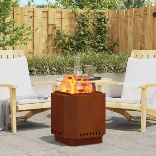 LoogCape Cesta de fuego sin humo, 48 x 48 x 51 cm, acero resistente a la intemperie, para jardín, terraza, exterior, con distribución uniforme del calor y diseño moderno