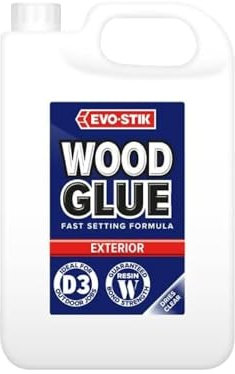EVO-STIK Exterior Wood Glue - D3, Weatherproof, Extra Strong, Fast Setting, Suitable For All Wood Types, Dries Clear, 5 litre