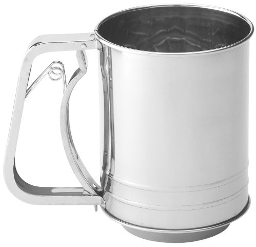 Mrs. Anderson's Baking Hand Squeeze Flour Sifter, Stainless Steel, 3-Cup Capacity, For Breaking Up Clumps And Aerating Flour And Powdered Sugar