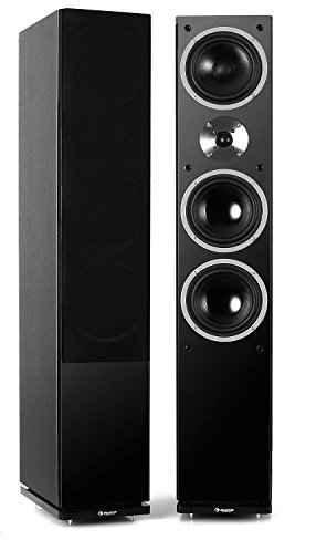 AUNA Linie 600 - Paire d'enceintes colonnes passives à 3 Voies, avec subwoofer bassreflex 16cm intégré, Pieds caoutchoutés Anti-dérapants, 140W RMS - Noir