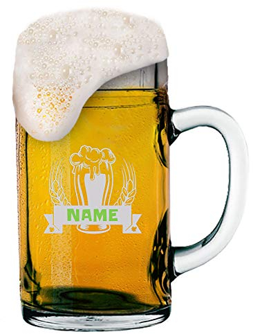 MeinGlas GmbH - Boccale da birra da 1 litro con incisione personalizzata con nome personalizzabile