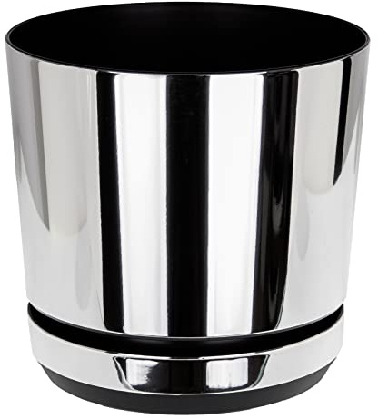 KORAD Mirror Indoor Plant Pots with Drainage Holes and Matching Saucer, Round, Modern and Decorative Flowerpot for All Houseplants, 6 sizes, 25 colours (12 cm)