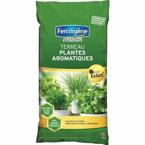 FERTILIGENE NATUREN FAROM6P - Terreau Plantes Aromatique UAB 6 L - Accroît Les récoltes - Idéal pour Les semis et plantations - Terreau avec Engrais Organique - Produit Naturel et fabriqué en France