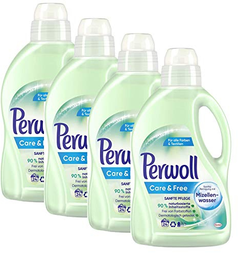 Perwoll Care und Free, Feinwaschmittel, 80 (4 x 20) Waschladungen, mit Mizellenwasser für empfindliche Haut und Allergiker geeignet