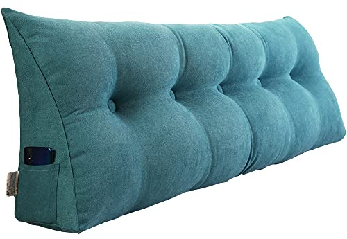 Ryggstödskudde triangulär sänggavel kudde stödkudde | 150x50x20cm, stor dubbel läskudde för dagbädd, kil dagbädd kudde, med avtagbart överdrag