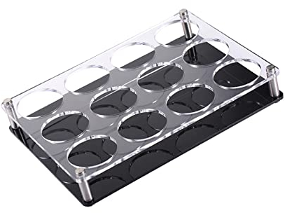 predolo Vassoio per Bicchieri, Portatazze in Acrilico Con 12 Buche per Tazze Da Caffè Portabicchieri per Acqua Fori Rotondi, Dispenser Di Cocktail a Appoggio per Bar Da Casa, 33 * 33 * 5.5 Cm