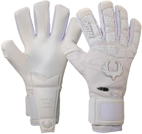 Renegade GK Rogue Blizzard Pro Finger Protection Guantes de Portero | 4 mm Giga Grip & Neopreno | Guantes de Portero Blancos (Talla 9, Adultos jóvenes, Neg. Cut, Nivel 4+)